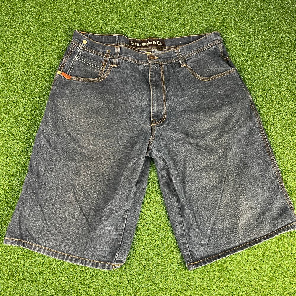 Vintage Y2K 5ive Jungle & Co Dark Wash Denim Skater Jort Baggy Jean Shorts Sz 40